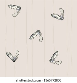 Pop art snake head seamless illustrated pattern. Interesting accent print for fabric, gift wrap, stationery, kids, and interior design.