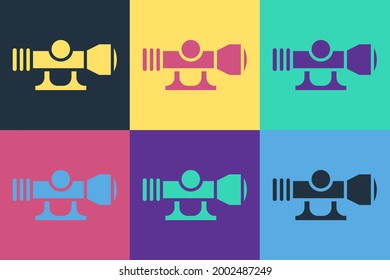 Icono de visión óptica del francotirador de arte pop aislado en el fondo de color. Cruces de alcance de francotirador.  Vector