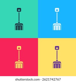 Pop art Snow shovel icon isolated on color background.  Vector Illustration
