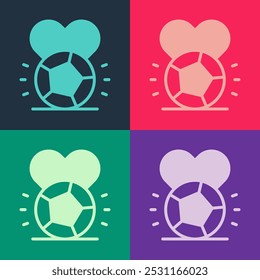 Pop art Soccer football ball icon isolated on color background. Sport equipment.  Vector