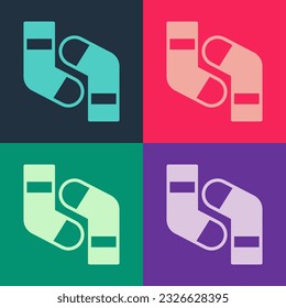 Pop art Socks icon isolated on color background.  Vector