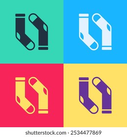 Pop art Socks icon isolated on color background.  Vector