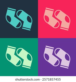 Pop art Socks icon isolated on color background.  Vector