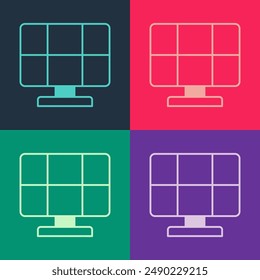Pop art Solar energy panel icon isolated on color background.  Vector