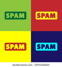 Pop art Spam icon isolated on color background.  Vector