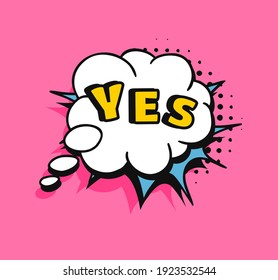 Pop art speech bubble drawing with text. Cartoon style vector collection of frames. Comic illustration on color background