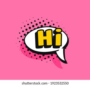 Pop art speech bubble drawing with text. Cartoon style vector collection of frames. Comic illustration on color background
