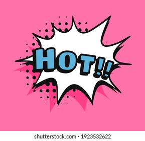 Pop art speech bubble drawing with text. Cartoon style vector collection of frames. Comic illustration on color background
