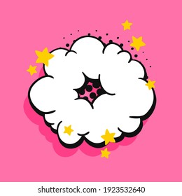 Pop Art Sprache Blase Zeichnung mit Text. Cartoon-Stil Vektorgrafik von Frames. Comicgrafik auf Farbhintergrund