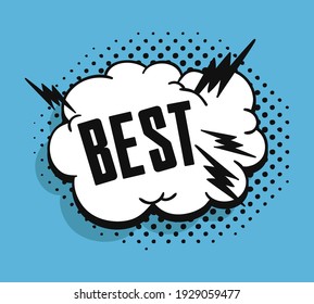 Pop art speech bubble drawing with text. Cartoon style vector collection of frames. Comic illustration on color background