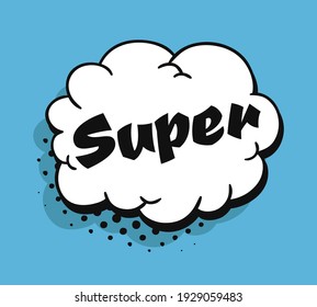 Pop art speech bubble drawing with text. Cartoon style vector collection of frames. Comic illustration on color background
