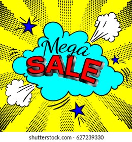 Pop art speech bubble, dynamic crash. Best price, sale concept in comic style,  cartoon. Colorful vector illustration. Web banner