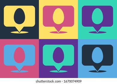 Pop Art Speech Blase mit Ostereisymbol einzeln auf Farbhintergrund. Frohe Ostern! Vektorillustration-Illustration