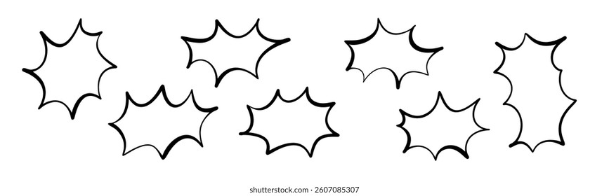 Pop art speech bubble emphasis effect. Comic book text box in boom balloon shape. Flat vector illustration isolated on white background.