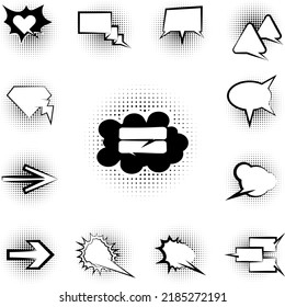 pop art, speech bubble icon in a collection with other items