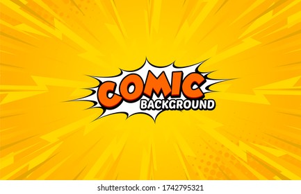 Pop Art Sprechblase auf halftone und hellen Blitzstreifen. Vector farbenfrohe Illustration im Retro-Comicstil