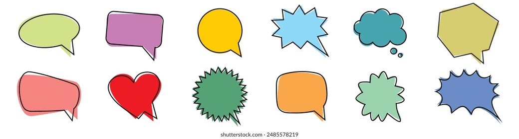 pop art Speech Bubble set. Talk bubble. bubble text, chatting box, message box, Blank empty Cartoon balloon word design. thought balloons