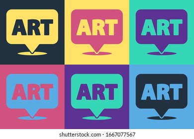 Pop art Speech bubble with text art icon isolated on color background. Message icon. Communication or comment chat symbol.  Vector Illustration