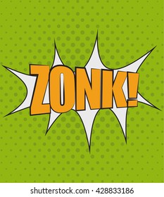 Pop art speech bubble with text Zonk, Zonk comic book speech bubble, colorful Zonk speech bubble on a dots pattern backgrounds in pop-art retro style, vector