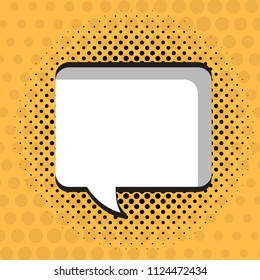 Pop art speech bubble vector illustration on halftone background
