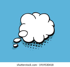 Pop art speech bubble without text. Cartoon style vector collection of frames. Comic illustration on blue background