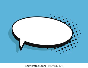 Burbuja de discurso de arte pop sin texto. Colección vectorial de cuadros con estilo de dibujos animados. Ilustración cómica sobre fondo azul