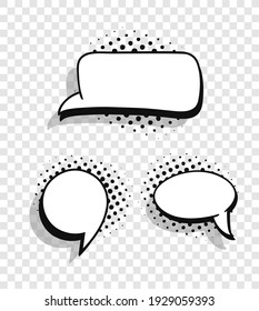 Pop art speech bubble without text and Transparent Background. Cartoon style vector collection of frames. Comic illustration