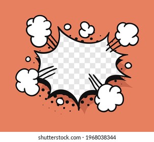 Pop art speech bubble without text and Transparent Background. Cartoon style vector collection of frames. Comic illustration