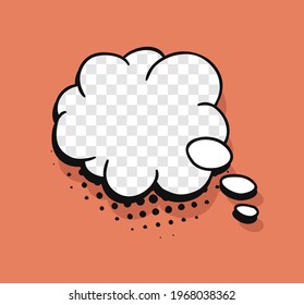 Pop art speech bubble without text and Transparent Background. Cartoon style vector collection of frames. Comic illustration