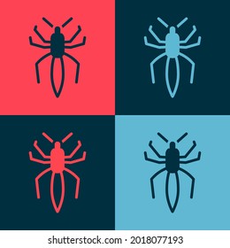 Pop art Spider icon isolated on color background. Happy Halloween party.  Vector