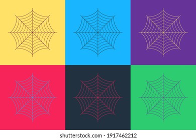 Pop art Spider web icon isolated on color background. Cobweb sign. Vector.