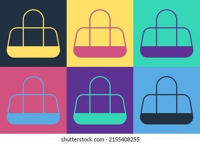 Pop art Sport bag icon isolated on color background.  Vector