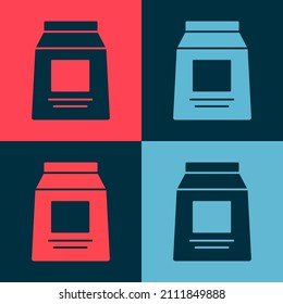 Pop art Sports nutrition bodybuilding proteine power drink and food icon isolated on color background.  Vector