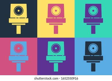 Pop art Spray can nozzle cap icon isolated on color background.  Vector Illustration