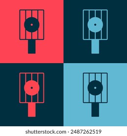 Pop art Spray can nozzle cap icon isolated on color background.  Vector