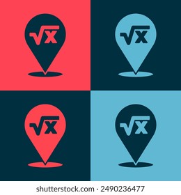 Pop art Square root of x glyph icon isolated on color background. Mathematical expression.  Vector