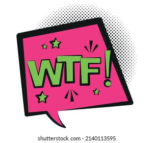 pop art square speech bubble with wtf expression