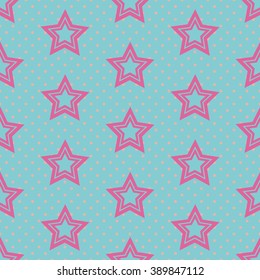 Pop ART stars,Seamless colorful pattern with stars, inspired by comics and 60's style, polka dot