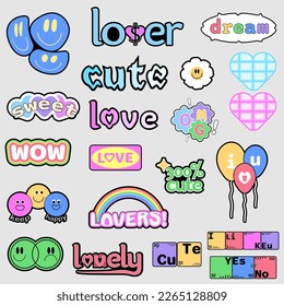 Pop Art Sticker Pack. Collections Of Cute Emoji Smile Badges. Set Of Cool Trendy Patches.