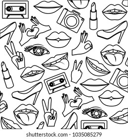 pop art stickers set icons