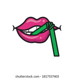 Pop art with straw style fill icon vector illustration design