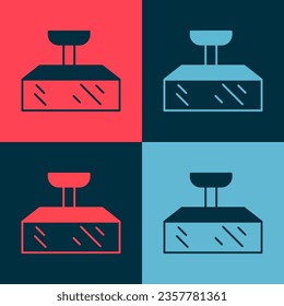 Pop art Studio light bulb in softbox icon isolated on color background. Shadow reflection design.  Vector