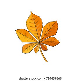 Pop art style autumn chestnut leaf patch badge. Vector sticker, pin, patch, illustration
in cartoon 80s-90s comic style
