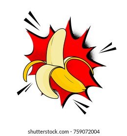 Pop art style banana vector Illustration.