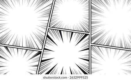 Pop art style black and white manga comic page background