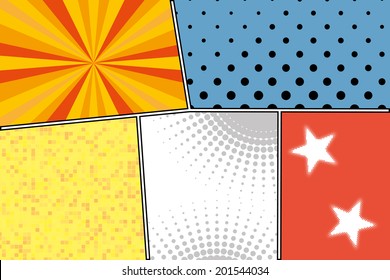 Pop Art Style Blank Backgrounds. Vector Eps10