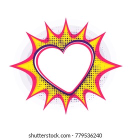 Pop art style blank heart frame design with space for your message.