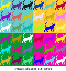 Pop art style cats pattern
