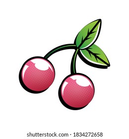 pop art style cherry fruit on white background vector illustration design