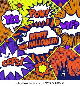 The pop art style, Comic book concept HALLOWEEN speech bubble.